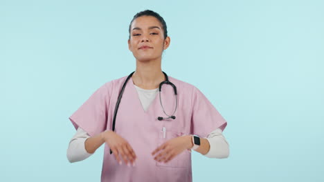 Nurse,-happy-and-woman-with-crossed-arms-in-studio