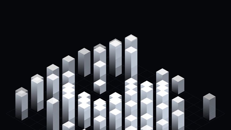 Abstract 3D Bar Graph Animation with Rising and Falling Columns
