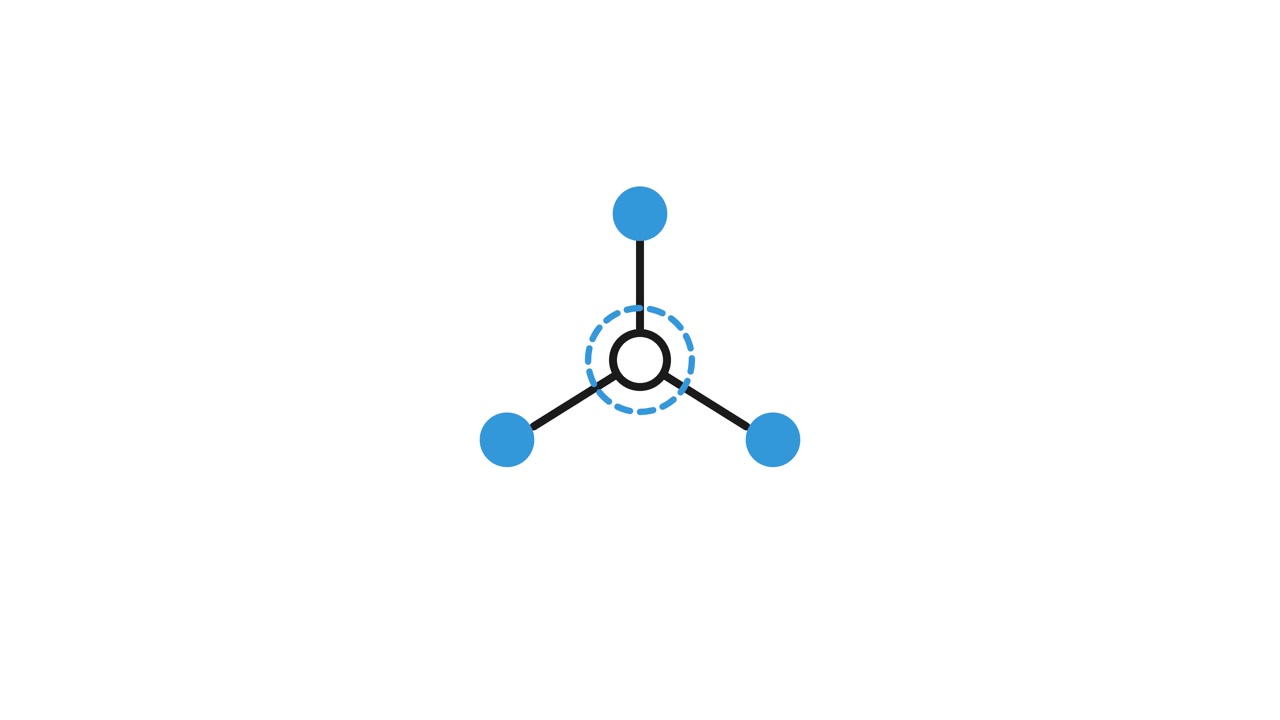 Minimalist Animated Graphic of a Growing Molecular Structure