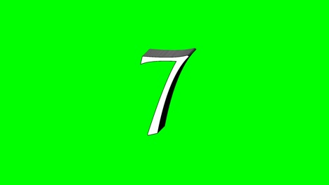 countdown cartoon number animation from 10 ten to 1 one motion graphics on green screen