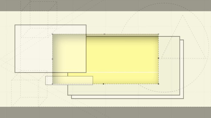 Animation of cursor cutting oblong panel, with copy space rectangles, on beige background
