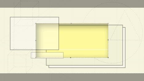 animation of cursor cutting oblong panel, with copy space rectangles, on beige background