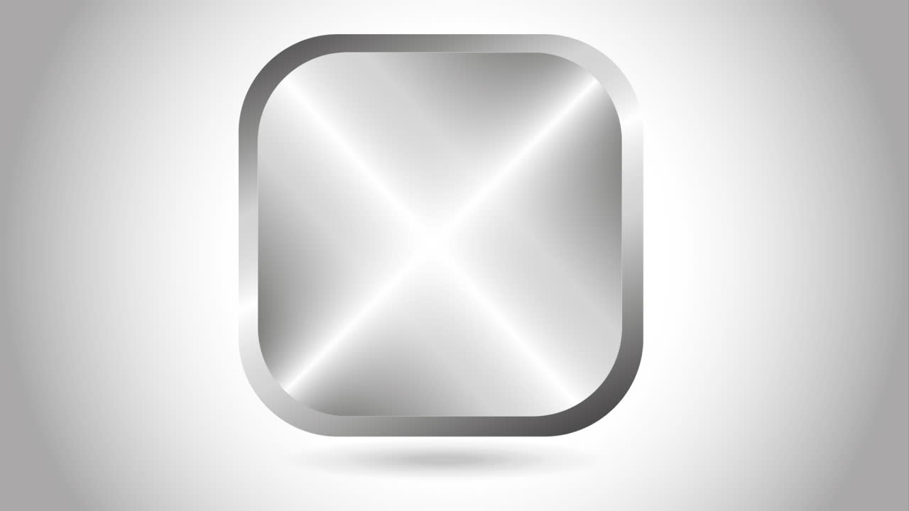 icono de botón cuadrado metálico