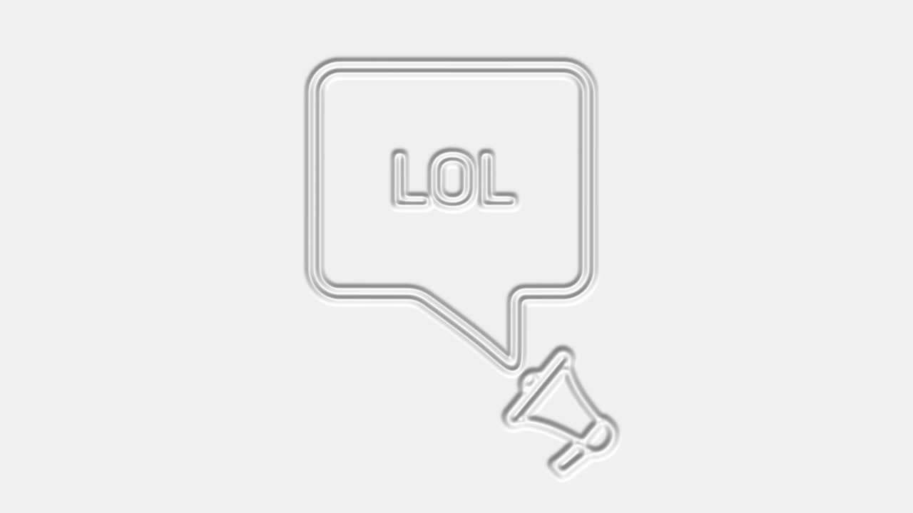 백색 배경에 3d 스타일의 음성 거품을 가진 메가폰, 문자, 라우드 스피커, 4k 비디오 모션 그래픽