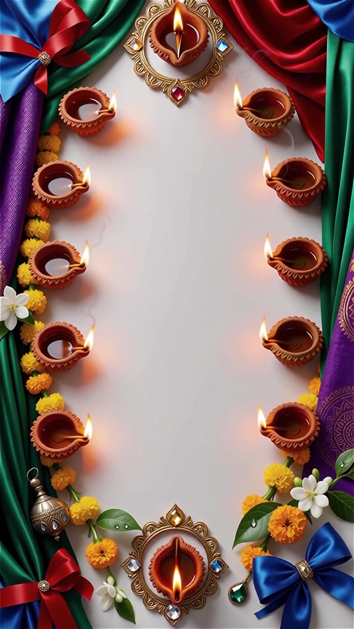 Sfondo del Festival Diwali con lanterne e decorazioni tradizionali Diyas.