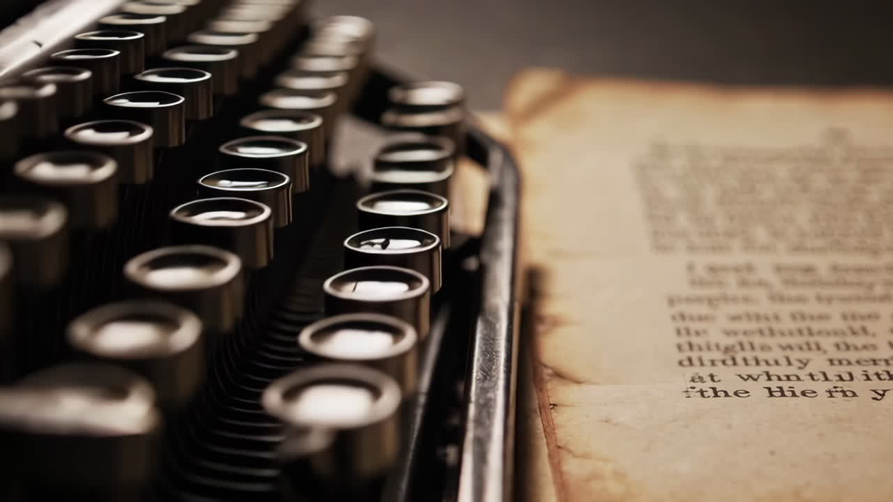 Vintage Typewriter and Old Book