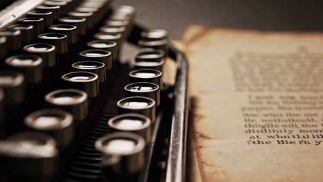 vintage typewriter and old book