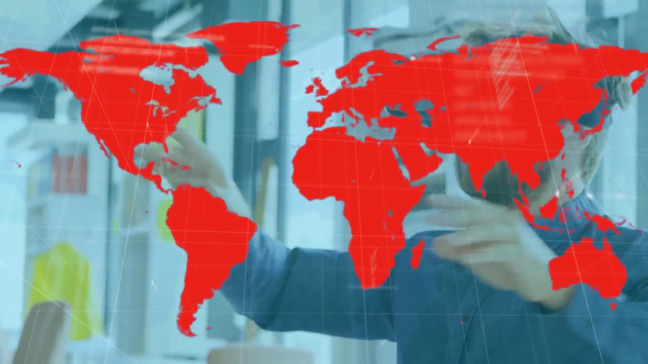 animación del globo de conexiones sobre el repartidor con caja de cartón