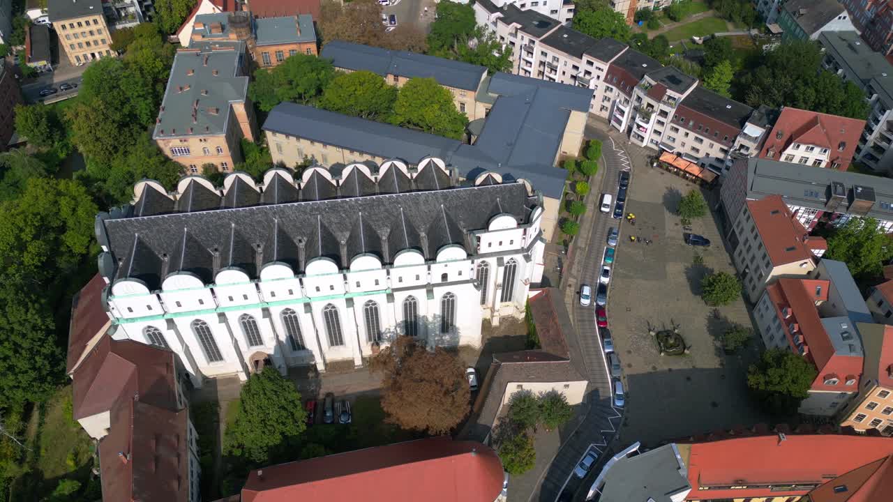 Aerial View of a Church in a German Town
