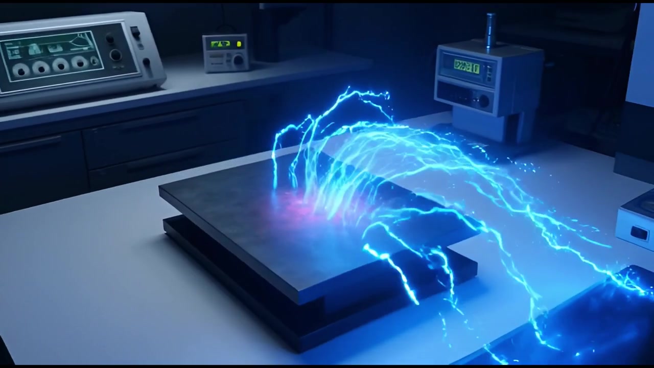 Trasferimento dinamico di energia con scintille rosse ed elettricità blu