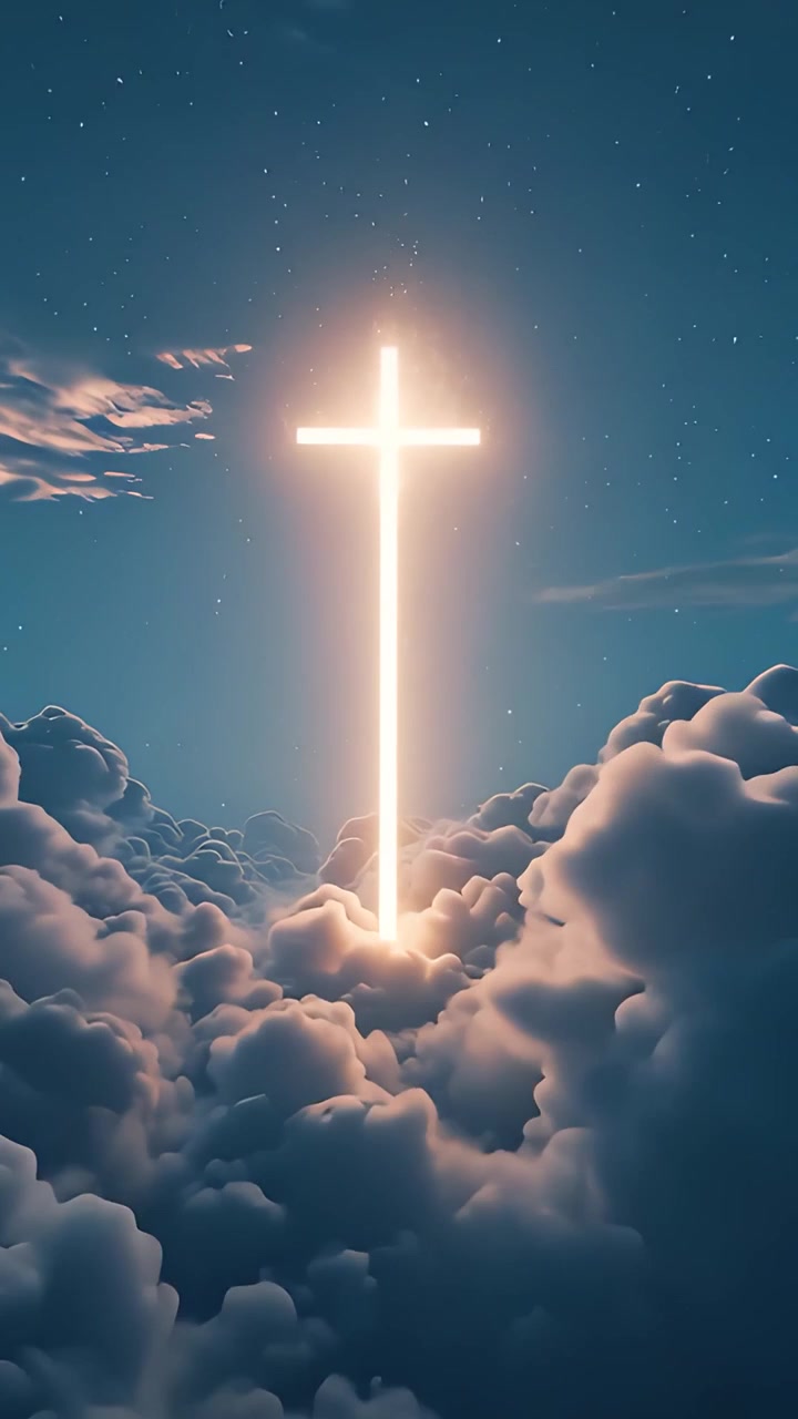 Christian Cross Heavenly Light Worship Background 4K