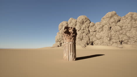 a lone column stands in the desert