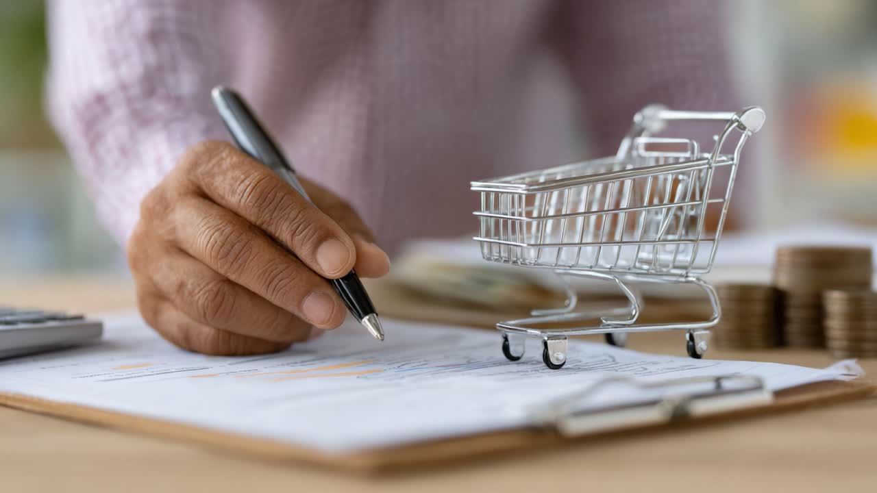 Análise de crescimento financeiro e comportamento de compra: foco detalhado em planejamento orçamentário e tendências de mercado com visualização de carrinho de compras