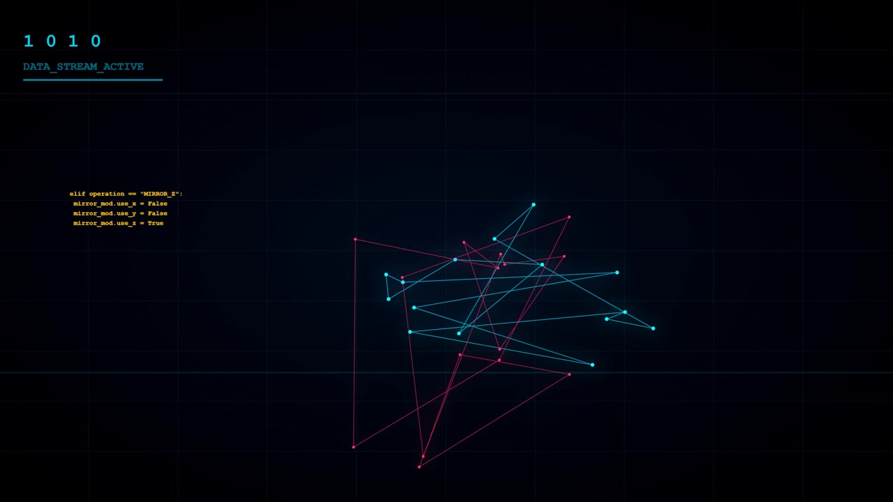 Abstract Digital Data Stream with Glowing Nodes and Connecting Lines