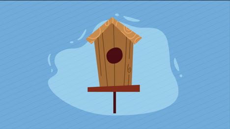wooden bird house spring decoration animation