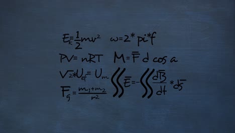 animation of mathematical data processing over blue background