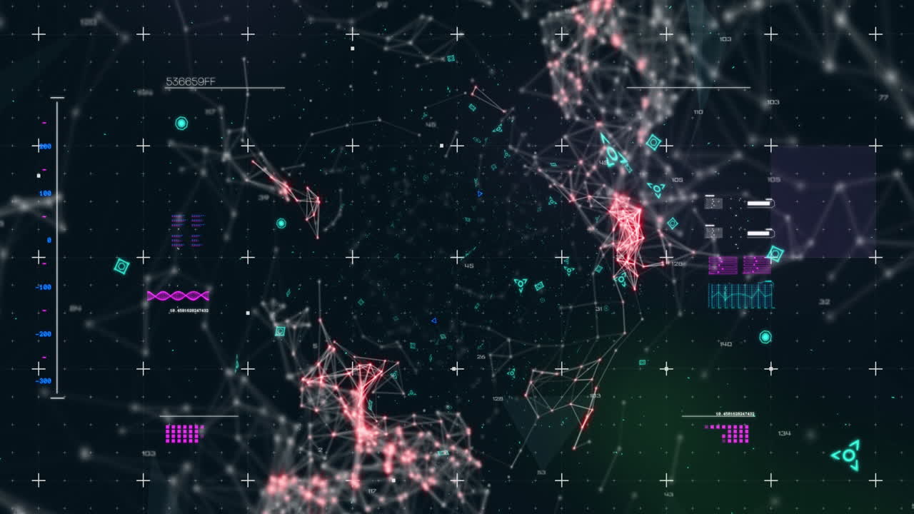 배경에서 연결 네트워크와 함께 범위 스캐닝과 qr 코드 온라인 보안의 애니메이션