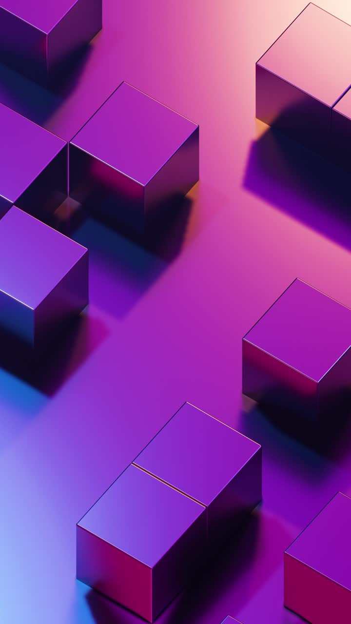 Metal cubes roll on the surface. Vertical looped video