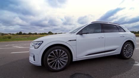 vinnitsa, ukraine - september 2019: audi e-tron sportback concept four wheel drive electric suv. presentation of a new car model