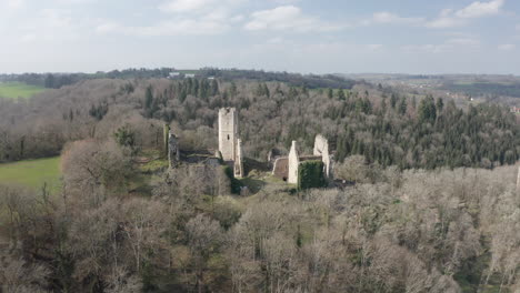imágenes aéreas de las ruinas del castillo de chalucet en haute vienne, francia