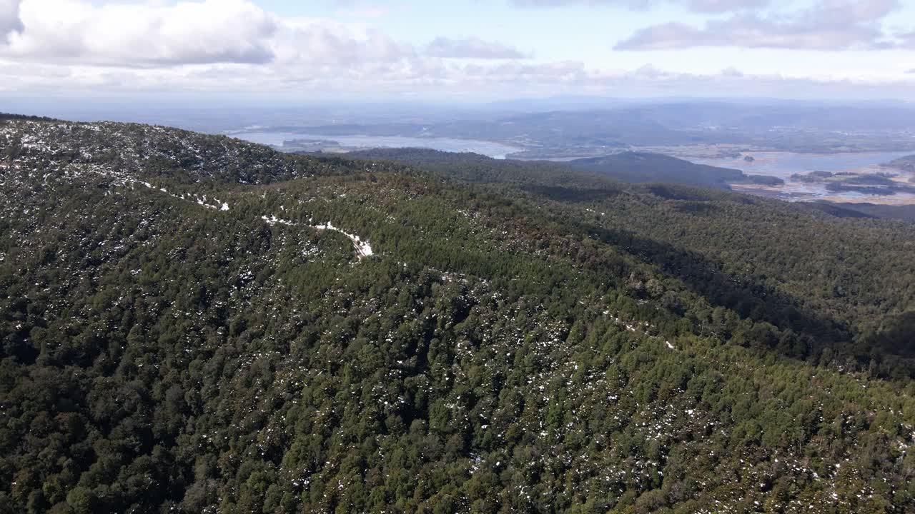칠레 oncol 공원에서 풍경의 공중 선회 샷