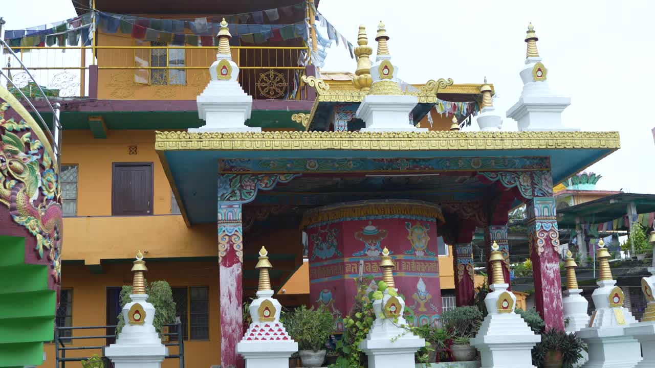 Different parts of a Buddhist temple or monetary. A Salugara Monastery which is located in New Jalpaiguri