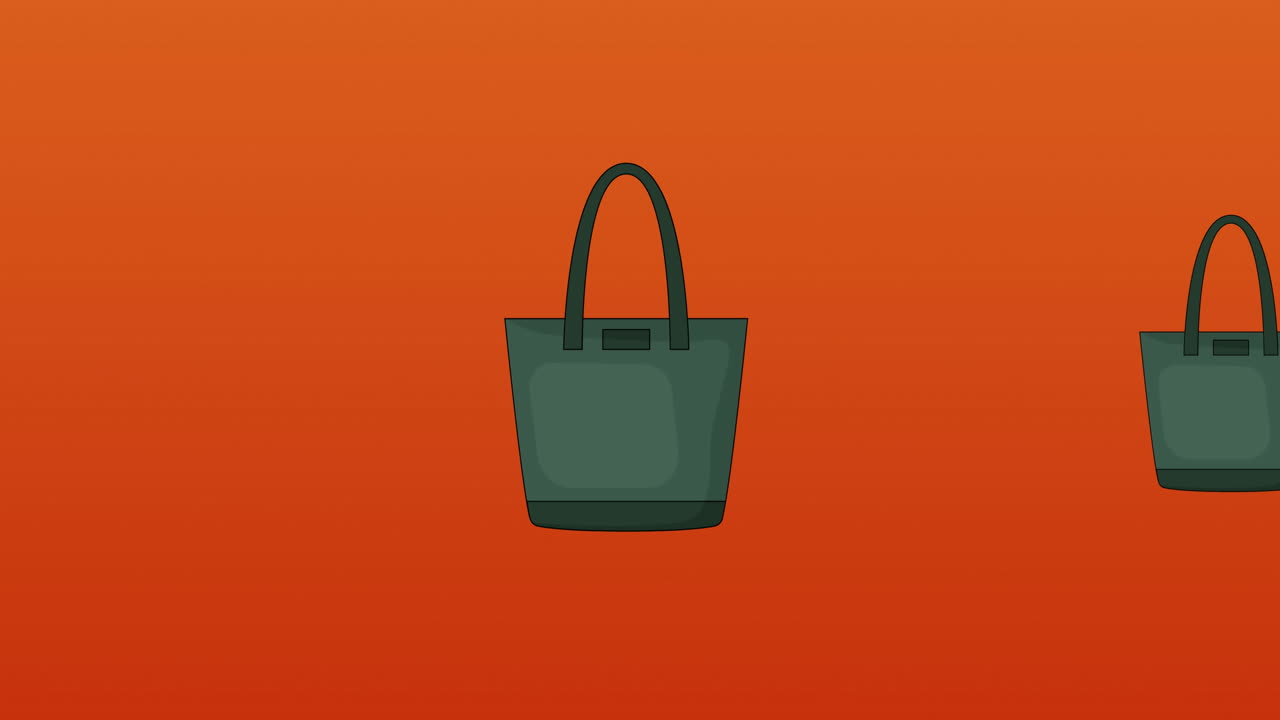 오렌지색 배경에 파란색 토트  ⁇ 드백의 애니메이션