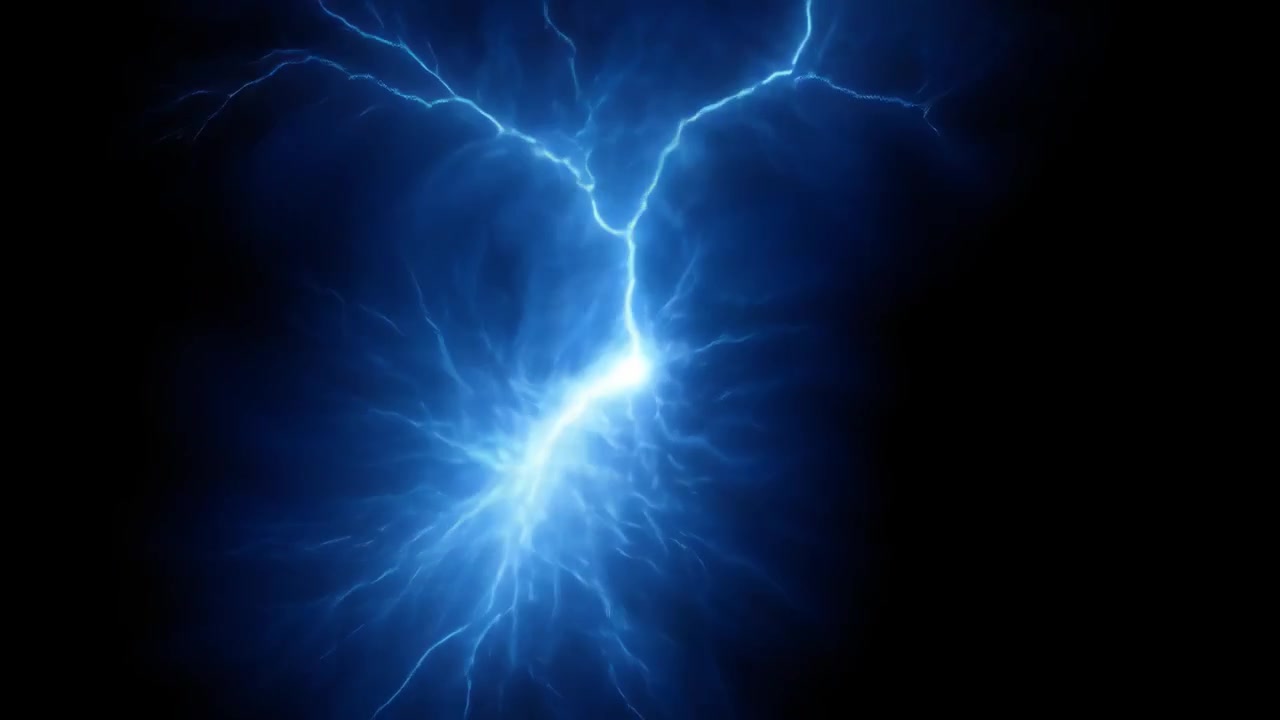 Animated Blue Electric Lightning Bolts on Black Background
