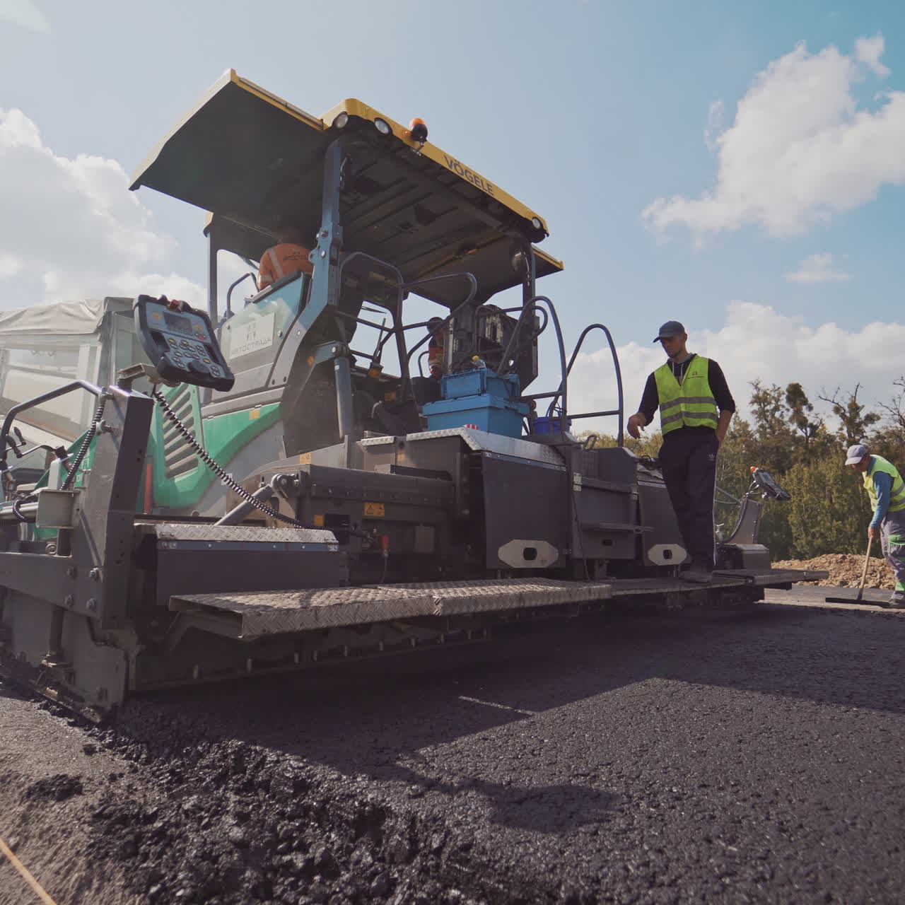 Road construction equipment. Construction of a new motorway