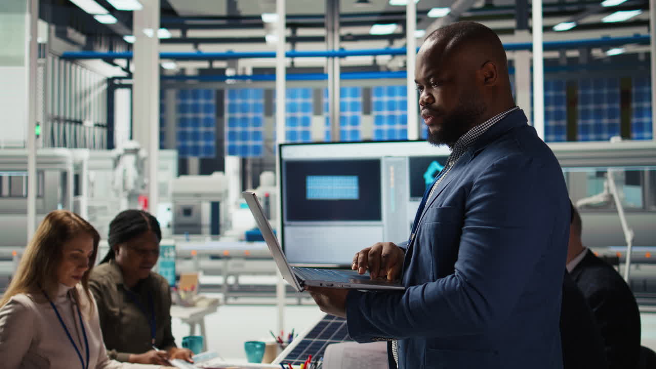 Cheerful Photovoltaics Plant Specialist Works On Innovative Breakthroughs