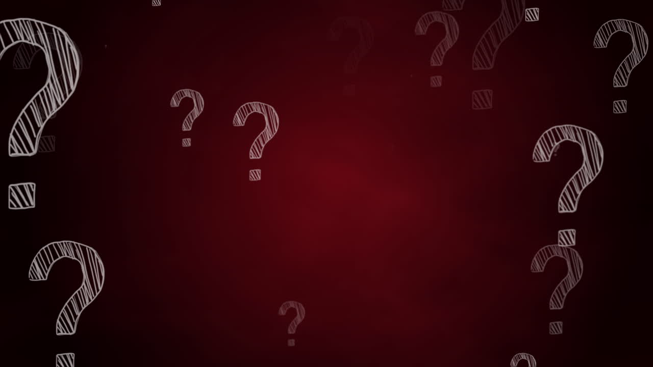 Drawn question mark pattern on red background. Loop animation.