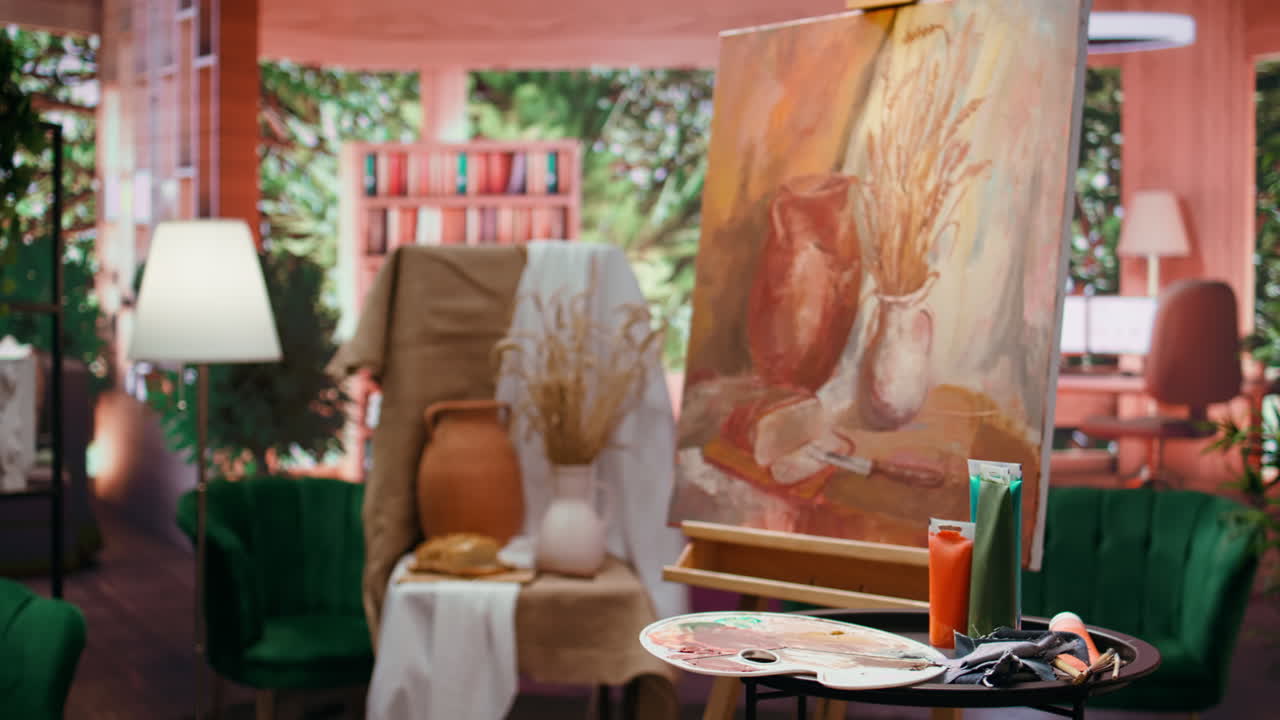 Still life painting in an art studio