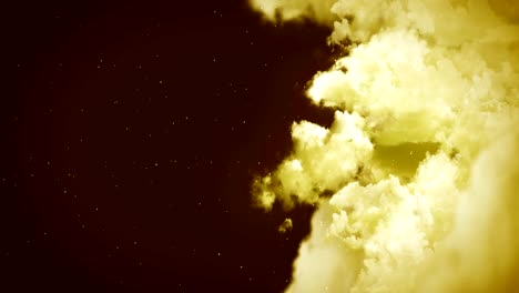 fantasy landscape on cloudy sky, white smoke animation, loop background,