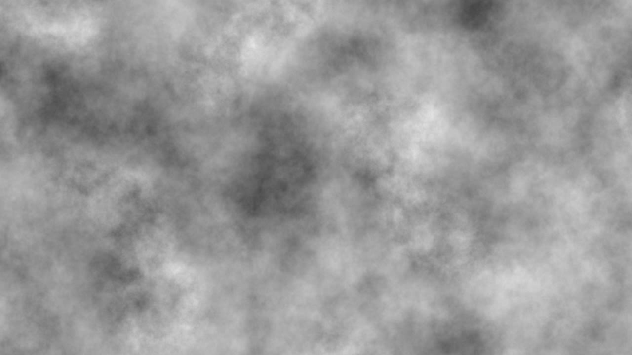 Fractal White Smoke Fog Gently Moving on Black Background. Full Screen Animation