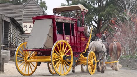 carriage pulled by horses in old town