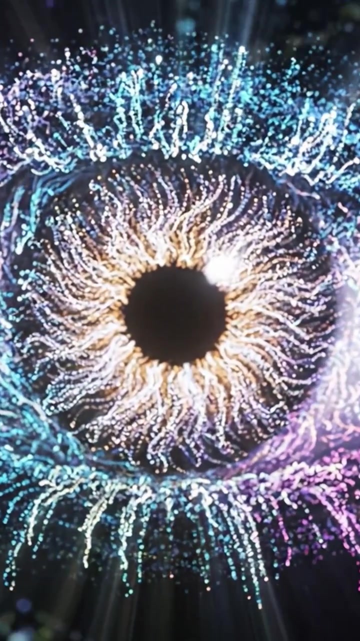 Un Affascinante Viaggio Visivo Attraverso Colori e Motivi Vivaci, da una Cascata Fluida di Luci a un Intricato Design a Forma di Occhio, che Cattura la Bellezza dell'Arte Digitale