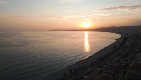 Aerial-Sunset-in-South-of-France-in-Mediterranean-Sea