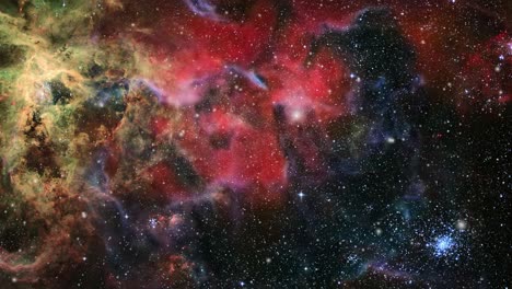 nuvens de névoa e nebulosa flutuam e se movem no universo