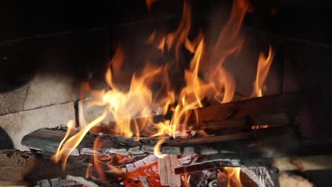 Kamin-Brennendes-Holz,-Zeitlupenhintergrund