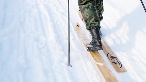 skiing in snowy mountains