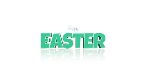 cartoon green happy easter text on white gradient