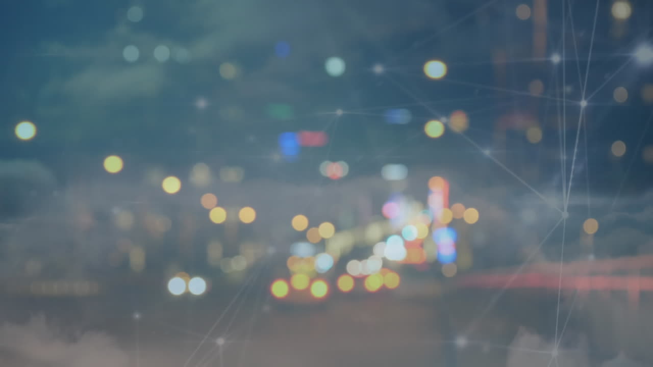 도시 풍경에 대한 연결 네트워크의 애니메이션