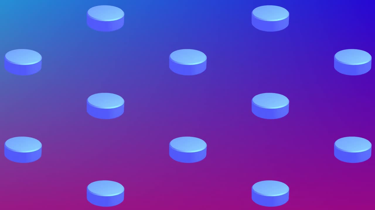 Animation of blue circles repeated on purple background