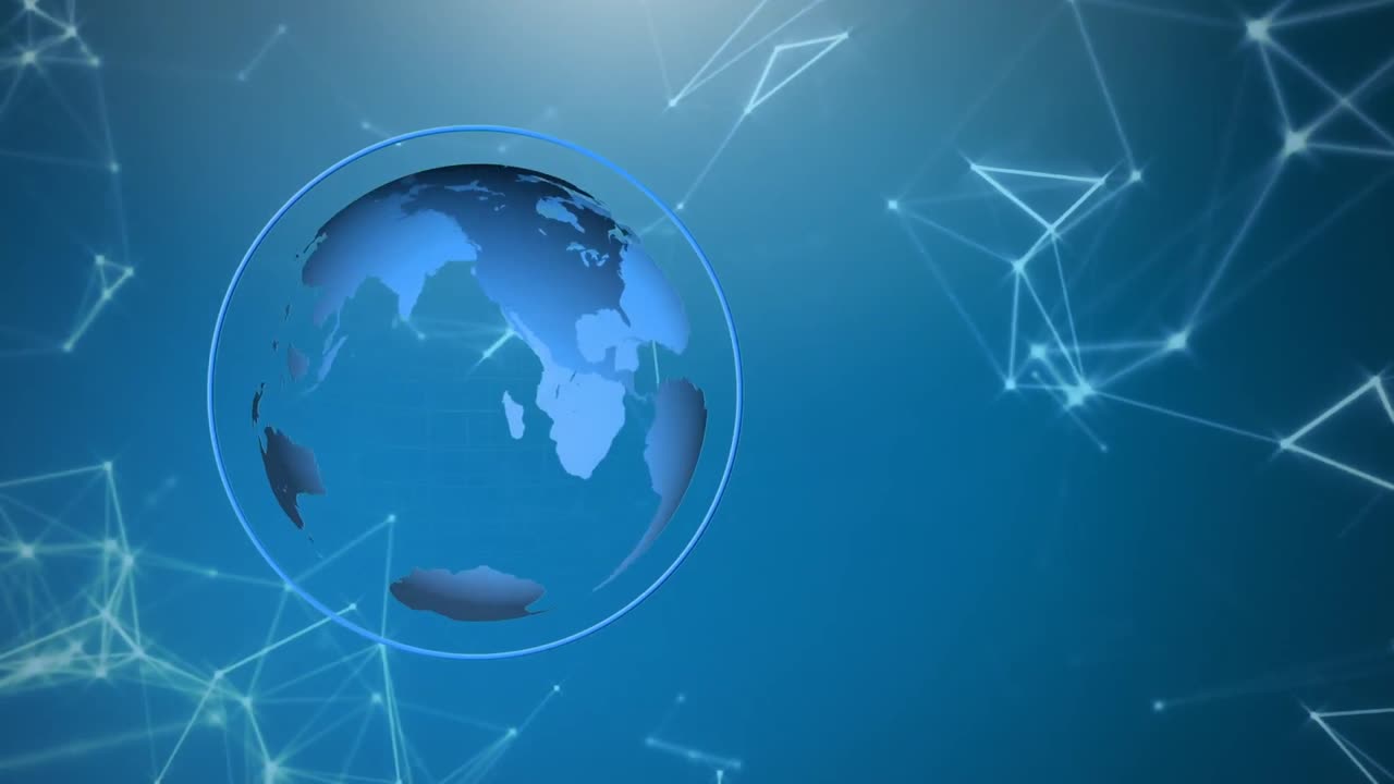 Animation of network of connections on blue background