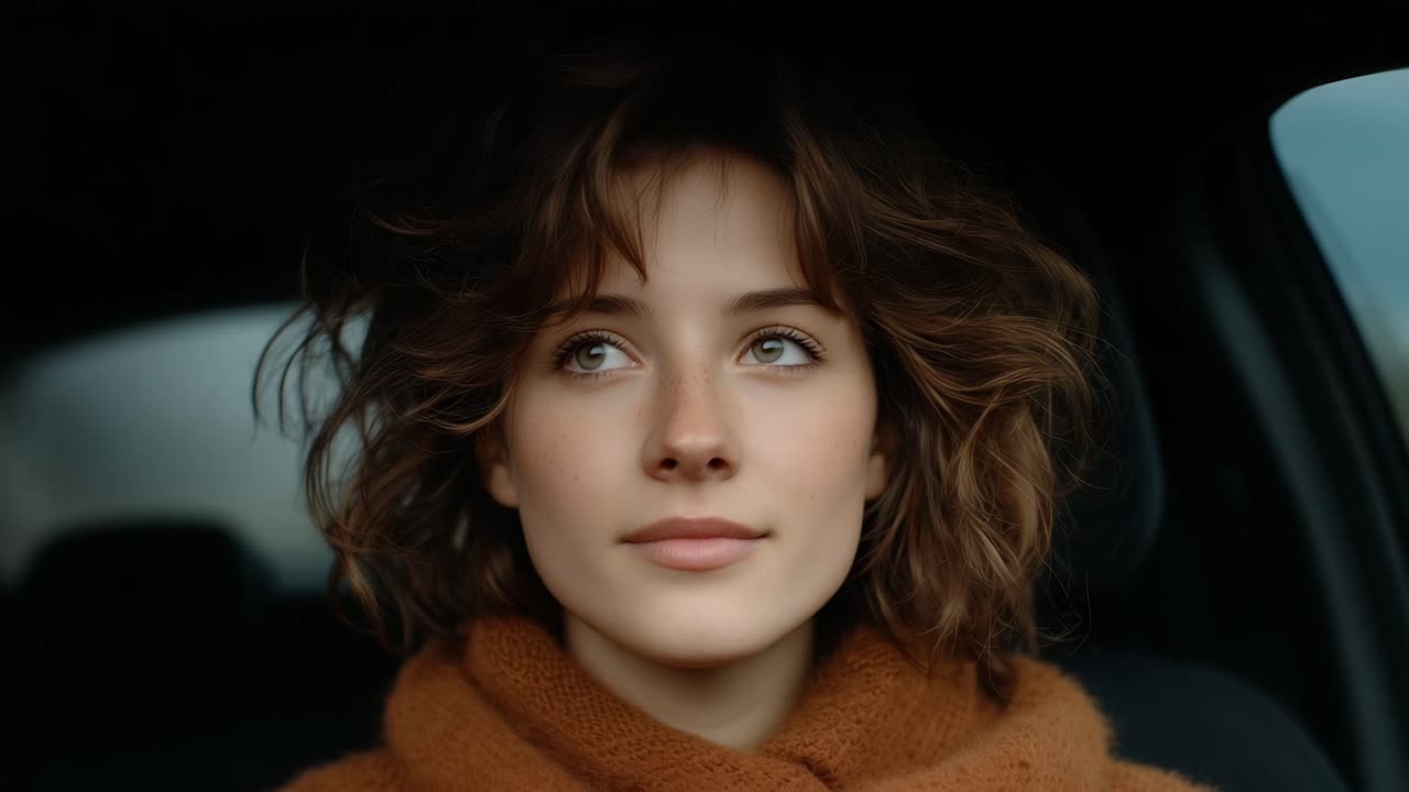 retrato de una mujer en un coche