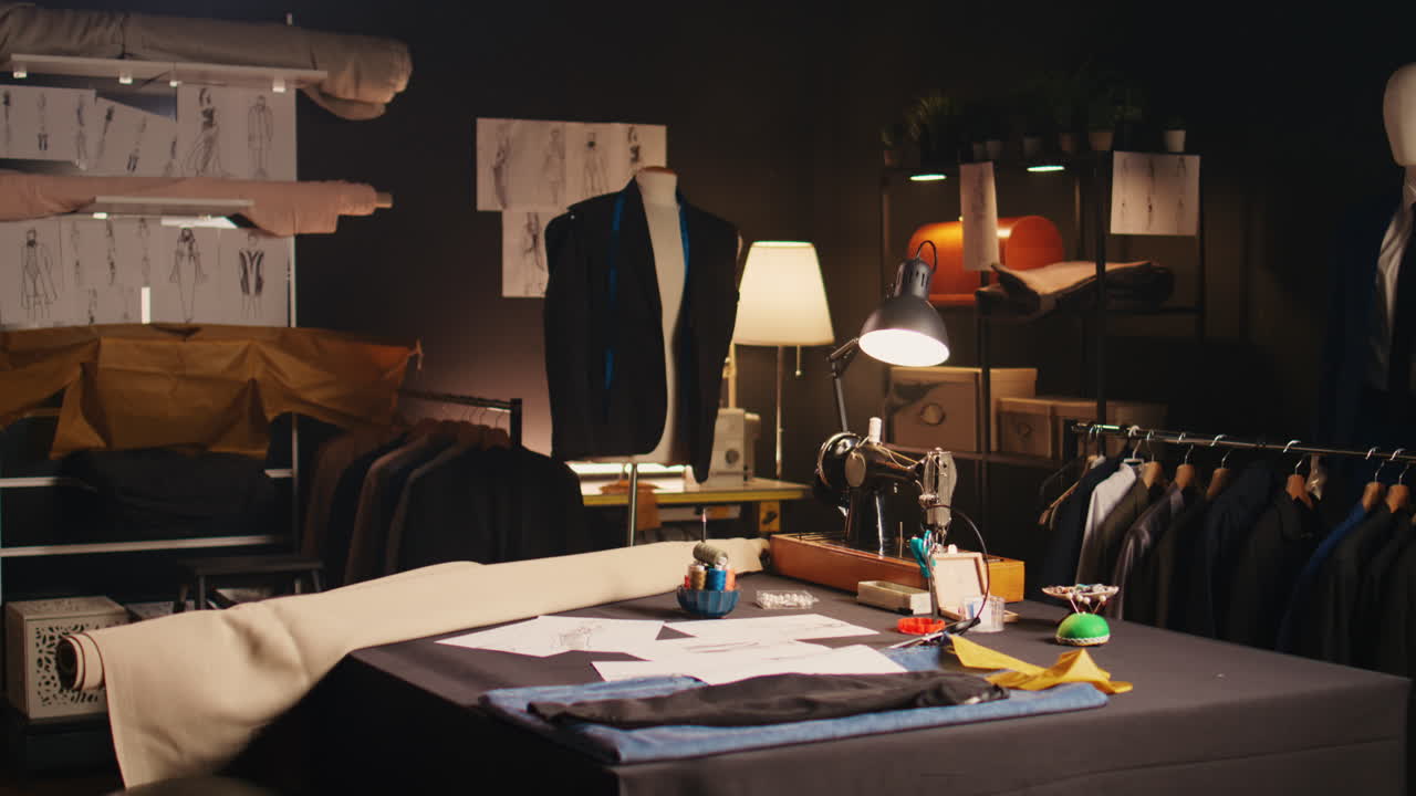 服のスケッチを持つファッションアトリエ