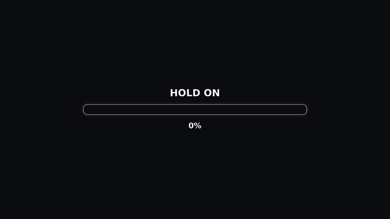 A progress bar fills up to indicate the status of a process. The text displays a message as a user waits for a digital task to finish. The display shows 100 percent complete