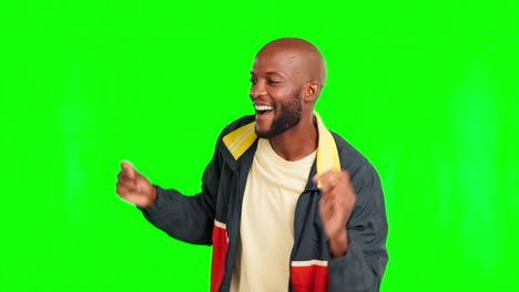 Black-man,-dancing-on-green-screen-and-music