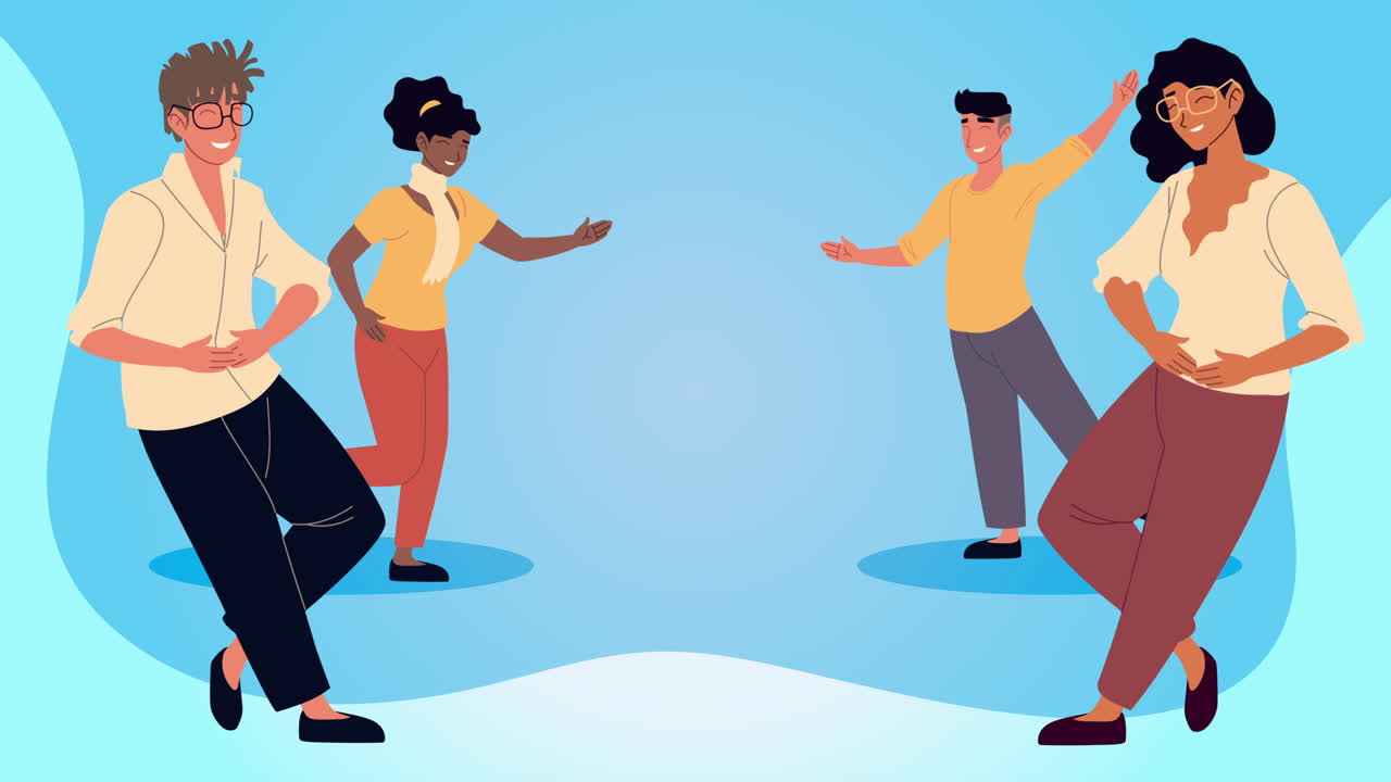 animación de mejores amigos con personas interraciales