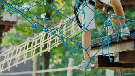 the legs of a tightrope walker overcomes the fear of heights